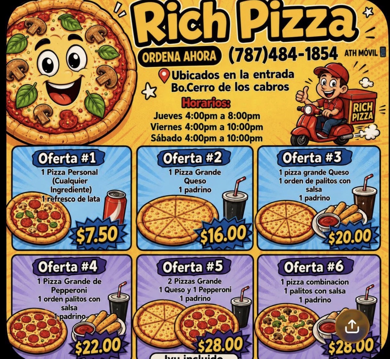 Menú de combos y ofertas de Rich Pizza